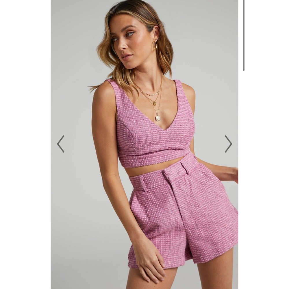 Showpo Melbourne Two Piece Set - Twill set in Pink Size 2 (XS)